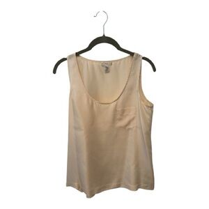 J Crew Scoop Neck Cream Sleeveless Silk Top